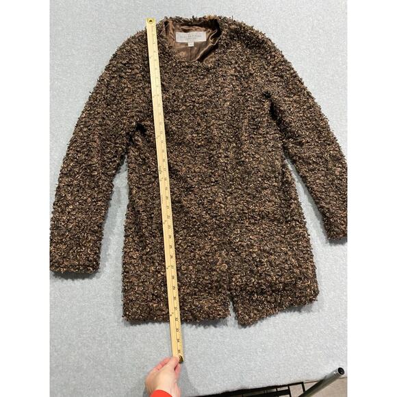 Marc New York Andrew Marc Curly Lamb Coat L Fuzzy Brown Shearling Cozy Soft - Picture 10 of 10